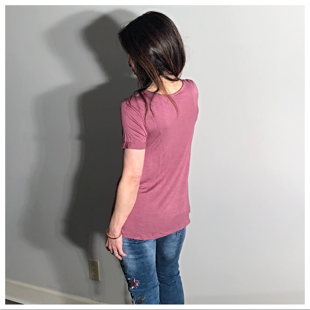 ✨SALE✨Boyfriend style Lace up short sleeve top - Picture 5 of 7